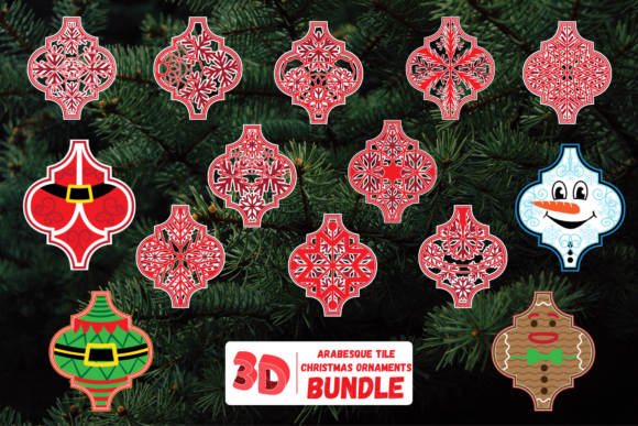 3D Arabesque Tile Christmas Ornaments