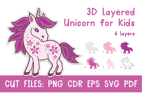 3D Layered Unicorn for Kids. Cut Files: A 3D SVG Shapes Review