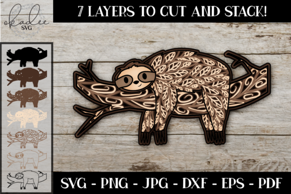 3D Mandala Sloth, Paper Cut File: 3D SVG Shapes Review