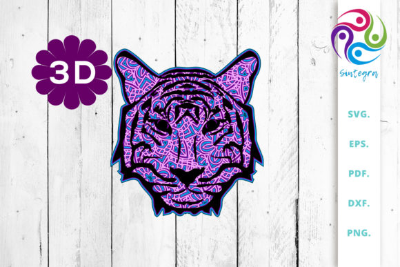 3D Multi Layer Tiger Head out of Mandala: 3D SVG and Shapes Review