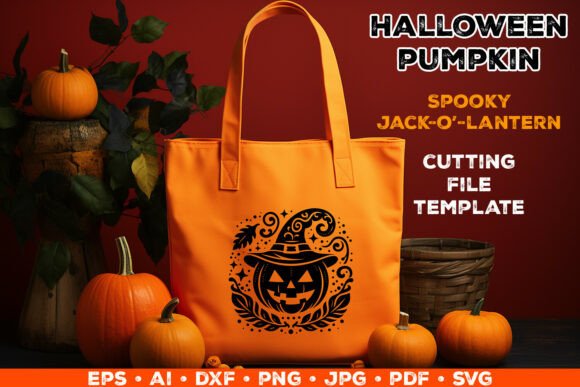 Halloween Pumpkin Silhouette SVG Cut Graphics for Crafts